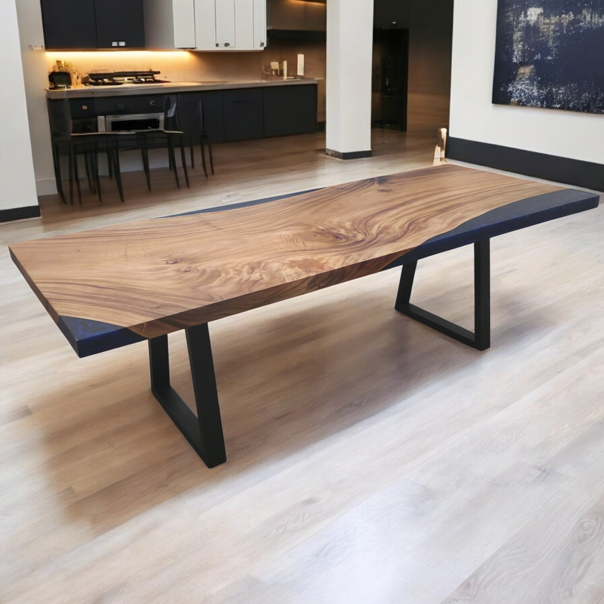 239 cm x 91 cm Live Edge Esstisch aus indischem Walnussholz