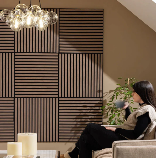 60cm x 60cm Quadratisches Akustik-Wandpaneel aus Holz, verschiedene Farben